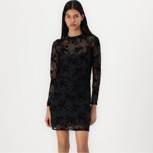 Abercrombie and Fitch Paloma Dress. Black with Velvet Flowers. Size S